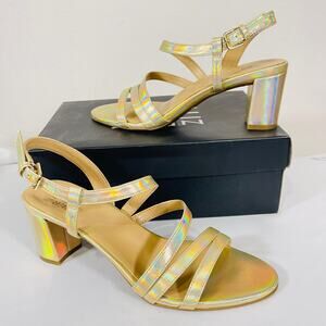 Naturalizer Heeled Sandals Womens 8.5 Gold Metallic Slingback Block Heel NWT
